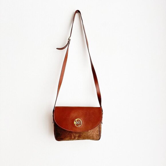 Vintage Nina Ricci Logo Spellout Coated Canvas Leather Trim Camera Bag - Picture 2 of 14